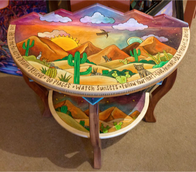 Round Half Table With Shelf 36x18x30 SOLD!