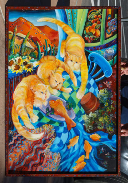 Trish Steiner, Three Cats 48 x 32