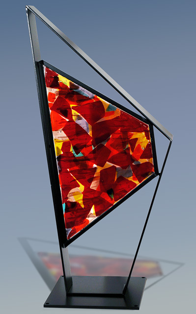 Column 37x22x4 fused glass and steel