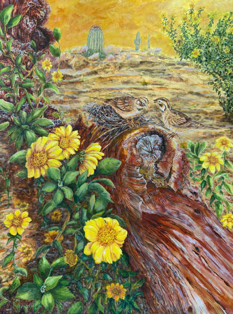 Flight Instructions acrylic & gold leaf 24x18 SOLD!