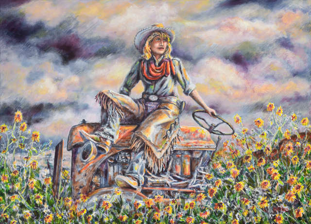 Ridin' Grandma's Tractor 19x24 SOLD!