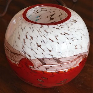 Red and White Vase 7x6