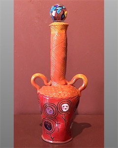 Tube Neck Vessel Ceramic & Glass 14 inches