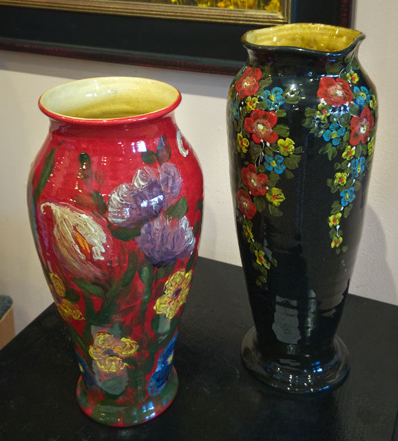 Red & Black Floral vases