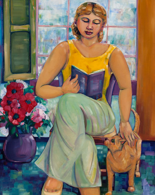Lady With a Cat 30x24